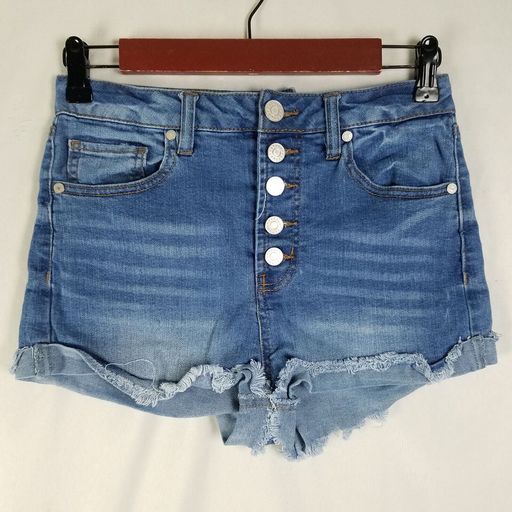 Refuge Denim Shorts Womens 6 Blue Jean High Rise Button Fly Medium Wash